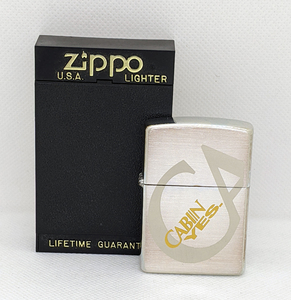 ◆【美品】ZIPPO ジッポライター シルバーカラー CABIN キャビン メンズ ライター 箱付 火花確認済