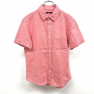 シップス SHIPS ボタンシャツ リネン系 無地 レギュラーカラー 半袖 ショートスリーブ 胸ポケット 麻×綿 S ピンク系 メンズ 男性