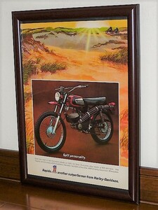 1972年 U.S.A. 70s 洋書雑誌広告 額装品 AMF Harley-Davidson Rapido 125 ハーレーダビッドソン / アエルマッキ エアロマッキ ( A4サイズ )