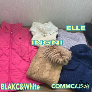 ELLE COMME CA ISM INGNI BLACK&White ◆ タートルネックセーター ラメ入りニット 防寒ベスト M～L 5点まとめ ◆ レディース