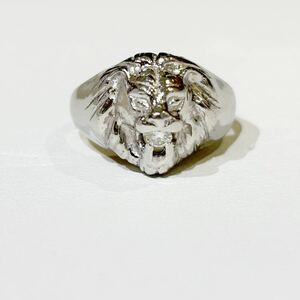 PT900 ライオン ダイヤモンド リング 11.9g プラチナ アニマル 指輪 16号