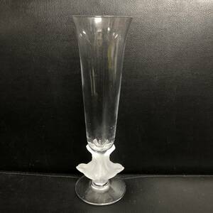 《置物》 花器「ガラス製：一輪挿し 花瓶 鳥のモチーフ」 高さ：約27.6cm フラワーベース インテリア・小物