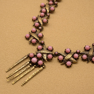 Christian Dior ピンク×ゴールドメタル ネックレス