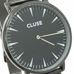 美品 CLUSE クルース 腕時計 クオーツ アナログ ラウンド ブラック ウォッチ コレクション シンプル おしゃれ 2針 電池交換済み 動作確認済