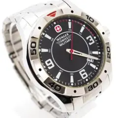 《美品》WENGER スイスミリタリー 腕時計 ブラック デイト クォーツ q