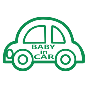 送料無料 オリジナル ステッカー BABY in CAR クルマ グリーン 安全運転 交通安全 ステッカー サイズ 20×13 ベビー イン カー