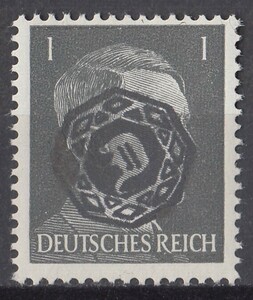 ドイツ第三帝国占領地 普通ヒトラー(Lobau)加刷切手 1pf