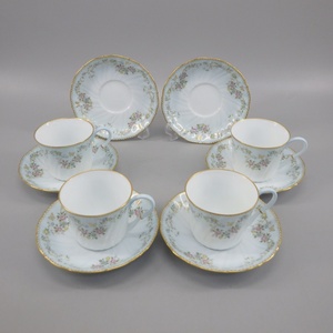 1円〜 NORITAKE ノリタケ ダイヤモンドコレクション 水色 フラワーブーケと蝶 カップ＆ソーサー 計10点 食器 154-2671599【O商品】