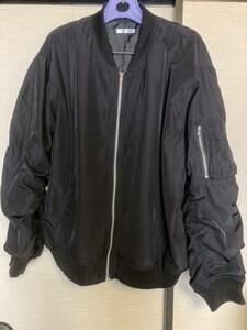 【中古品】COLZA コルザ ブルゾン ジャンパー MA-1 ポケット付き 長袖 無地 薄手 サイズLL 黒 ブラック レディース