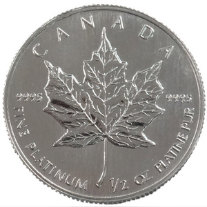 中古A/美品 貨幣 純プラチナコイン メイプルリーフ 1/2オンス 1/2oz ランダムイヤー カナダ 白金 地金型 メープルリーフ Pt999　硬貨
