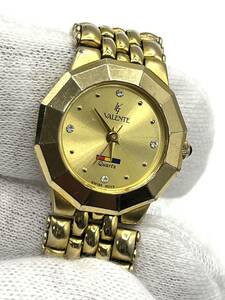 【電池切れ】VALENTE クォーツ 腕時計 ゴールド文字盤 ラインストーン レディース 9-049906