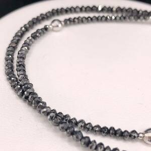 E04-5209 ブラックダイヤモンドネックレス 38cm 6.0g ( black diamond necklace K18WG jewelry )