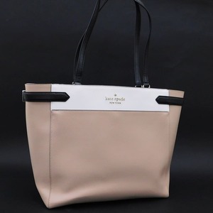 1円 ■ 極美品 ケイトスペード トートバッグ ベージュ系 PVC 普段使い おしゃれ お出掛け kate spade ■E.Bmm.An-17