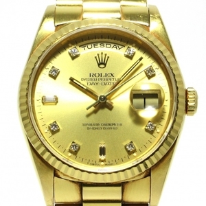 ROLEX(ロレックス) 腕時計 デイデイト 18238A メンズ 金無垢/K18YG/22コマ(余り+1コマ)/8P旧型ダイヤ/2Pバケットダイヤ ゴールド