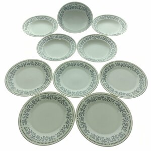 ★1円★ Noritake ノリタケ 料理皿 Blue Walts ブルーワルツ 10枚セット 花柄 白 ラウンド ディッシュ レトロ 陶器 洋食器 まとめ売り 中古