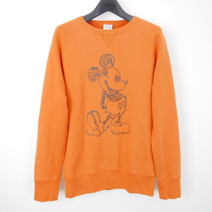 LOOPWHEELER MOGNO6 Disney ループウィラー モグノシックス コットン 長袖 ミッキー プリント スウェット ORANGE M