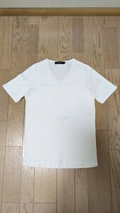 ◆スパンテレコVネック Tシャツ 白 Mサイズ スプートニクス NEVER 半袖 ホワイト 古着 アパレル◆