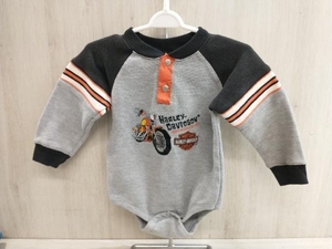 通年 HARLEY-DAVIDSON ハーレーダビッドソン 子供服 ロンパース バイク サイズ 24M 約90cm グレー オレンジ