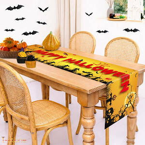ハロウィン テーブルランナー 特大！ ポップなデザイン かぼちゃ お洒落 インテリア テーブルクロス イベント 飾り付け 雰囲気作り
