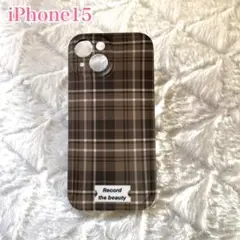 【残りわずか】iPhone15 カバー ケース チェック 茶色 ソフトケース