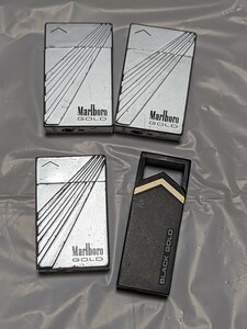 販促景品【Marlboro】マールボロ　ガスライター　2種4個セット　ライター　使い捨て品　中古使用品　マールボロゴールド　ブラックゴールド
