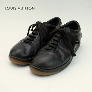 Louis Vuitton ルイヴィトン 7 1/2 26.5 スニーカー イタリア製 レースアップ メンズ レザー 黒 ブラック/OC99