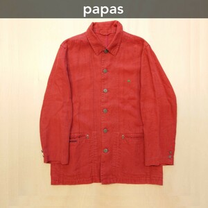PAPAS ジャケット リネン 麻 ワークジャケット 日本製 パパス 春夏 サイズ48 M 2404