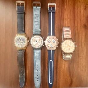 ★swatch swiss IRONY ALUMINIUM クロノグラフ 電池交換済 クオーツ 腕時計 いろいろ４本【動作確認済】