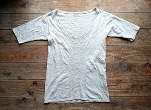 送料無料♪KAPITAL キャピタル ピンタックカットソー Tシャツ Uネック size 1(M相当) 杢グレー系 日本製 美品 レイヤード