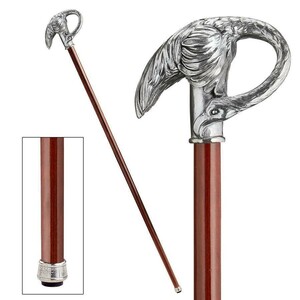 お洒落な杖 ピューター製 アールヌーボー風 白鳥のハンドル飾り ソリッド堅材 ウォーキング・スティック 紳士用 杖（輸入品