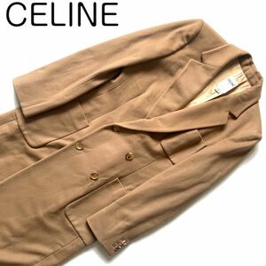 【送料無料】celine セリーヌ　ロングコート ダブル　冬物　チェスターコート ベージュ　40 アウター　冬物　冬用　レディース　ロゴ