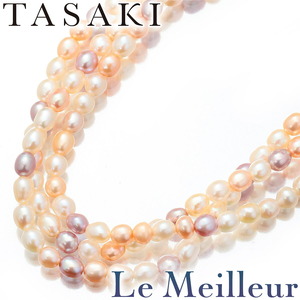 タサキ 3連 マルチカラー ネックレス 真珠 K18 TASAKI 中古 プレラブド 返品OK『5％OFFクーポン対象』