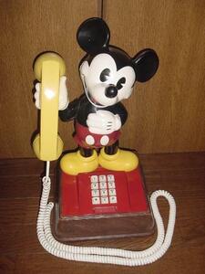 送料不要♪ディズニー1970年代USAアメリカ米国アンティークミッキーマウスの電話機(可動品)