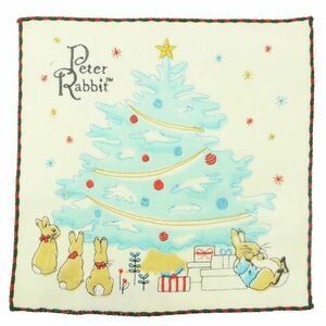 ◆新品　ピーターラビット　Peter Rabbit　刺繍タオルハンカチ　No7　クリスマスツリー