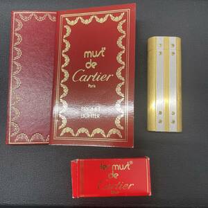 [S4-4]【火花確認済み】Cartier カルティエ サントス ガスライター ゴールド×シルバー ガスタンク 付 喫煙具 ライター