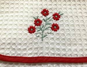 フランス　蚤の市　アンティーク　手刺繍　手縫い　カトラリーケース　布袋　小物入れ　ヴィンテージ　可愛いお花の刺繍　手仕事