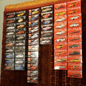 トミカプレミアム発売記念仕様赤箱21台+黒箱38台 全59台 フェラーリ ランボルギーニ GT-R 2000GT NSX タイプR ランエボ 等　ミニカー