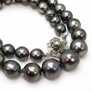 大珠!!＊南洋黒蝶真珠ネックレス＊a 約62.8g 約44.0cm 9.0~13.5mm 黒真珠 パール pearl jewelry necklace accessory silver DG0/EB0