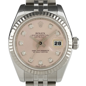 ロレックス ROLEX デイトジャスト 10Pダイヤ 179174G 腕時計 SS WG ダイヤモンド 自動巻き ピンク レディース 【中古】