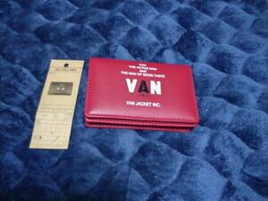 VAN JAC 牛革VANロゴプリント　カードケース　レッド　　サンプル品　新品未使用　　アイビー　トラディショナル