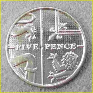 【イギリス 5ペンス 硬貨/2015年】 FIVE PENCE/エリザベス2世/コイン