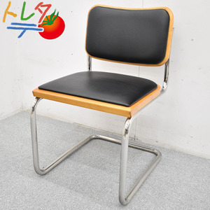 【中古】 KNOLL チェスカチェア マルセルブロイヤー ブラック ビニールレザー張り ミッドセンチュリー バウハウス ビンテージ品 2023050901