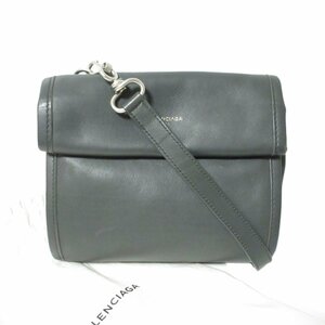 ほぼ美品 BALENCIAGA バレンシアガ レザー ツールサッチェル XS ショルダーバッグ 456983 グレー ◆