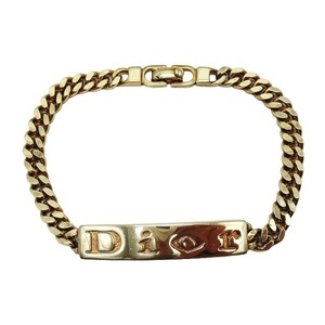 Vintage ヴィンテージ クリスチャンディオール Christian Dior ロゴ プレート ブレスレット 喜平 チェーン ゴールド オールド ◎ME3