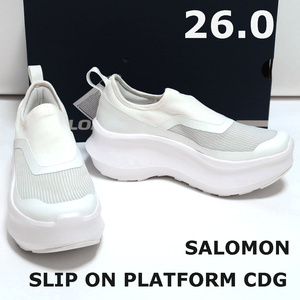 26 新品 コムデギャルソン サロモン スリッポン 厚底 スニーカー 白 COMME des GARCONS SALOMON PLATFORM