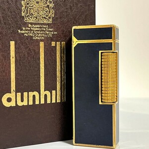 １円スタート dunhill ダンヒル ライター ブルー ゴールド ローラー式 ガスライター a19