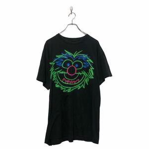 The Muppets 半袖 プリント Tシャツ L ブラック キャラクター クルーネック 古着卸 アメリカ仕入 a604-7635