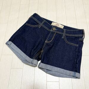 和320★ HOLLISTER MIDI SHORT ホリスター デニムパンツ ショートパンツ 裾ロールアップ 24 ブルー レディース