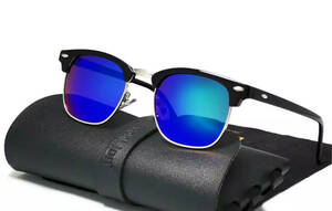 サングラス サーモント メガネ 伊達メガネ スモーク UV400 紫外線カット 日焼け対策 男女兼用 メンズ レディース　ブルー　2