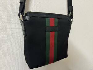 正規品極上美品GUCCI グッチ シェリーライン キャンバス×レザー ショルダーバッグ 471454 493075 ブラック 売り切り 本物